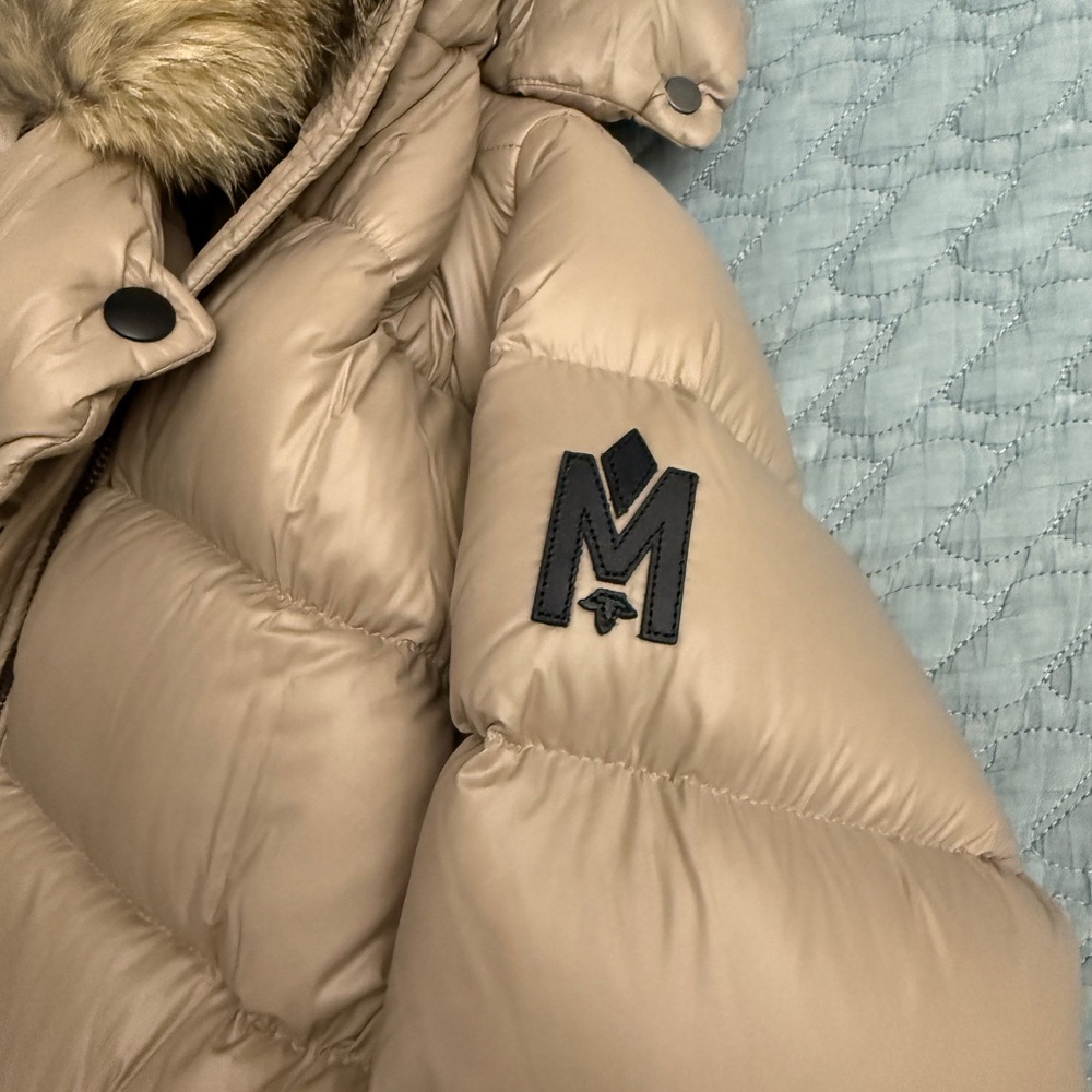 Mackage Valery Coyote Fur-Trim Hoodie Down Coat Camel Beige Size S/P (NWOT) - Picture 6 of 8